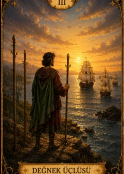 Değnek Üçlüsü Tarot Kartı anlamı ve sembolleri